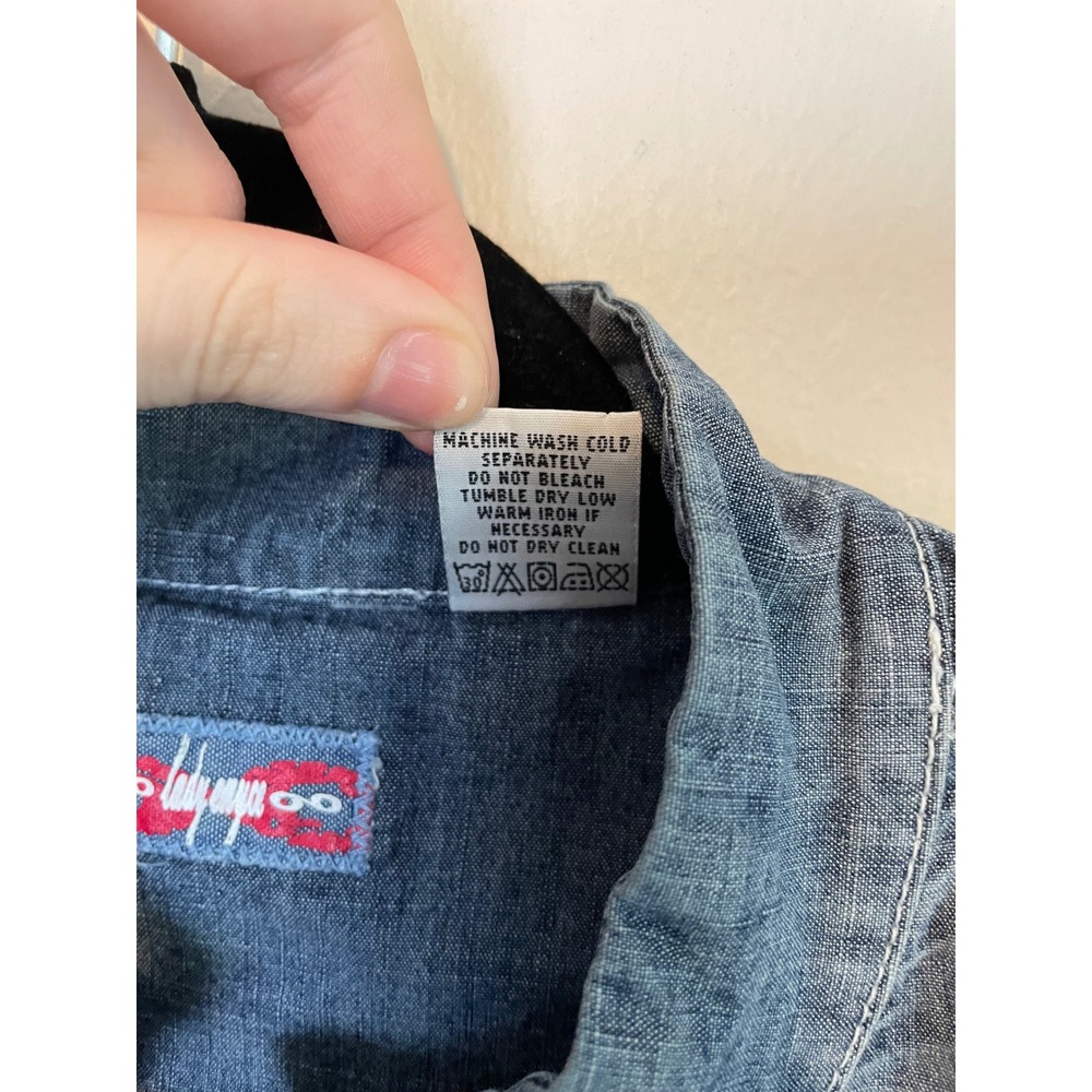 Lady Enyce 90s Streetwear Y2K Ruched Lightweight Denim Jacket Blue XXL Zip Front - Picture 8 of 8